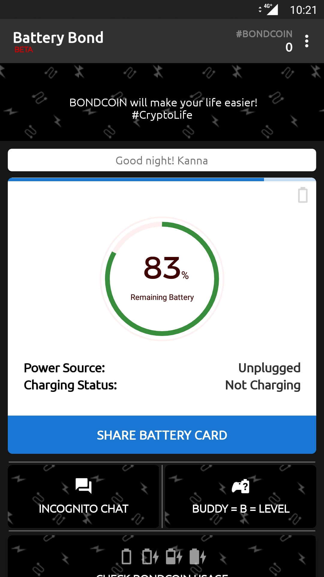 Battery Bond App - Home Screen